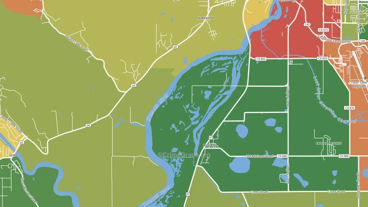 Midland, OR Map of Theft Rates