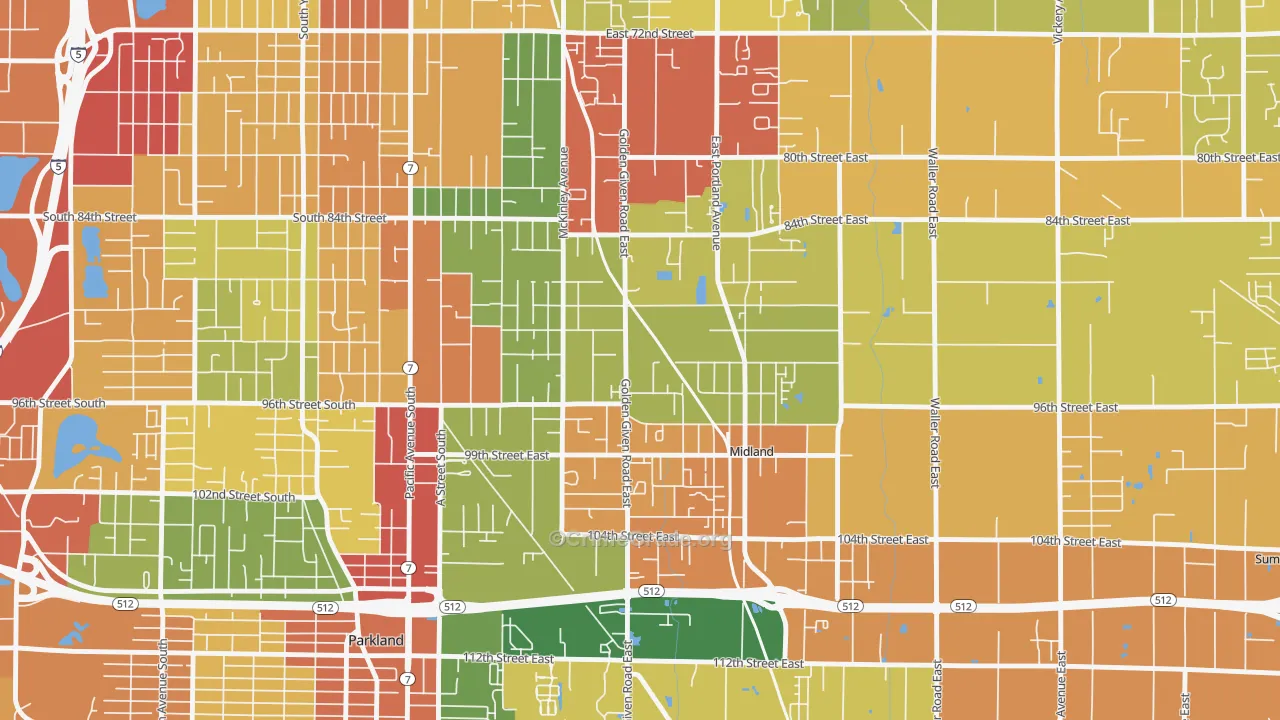 Midland, WA Map of Theft Rates