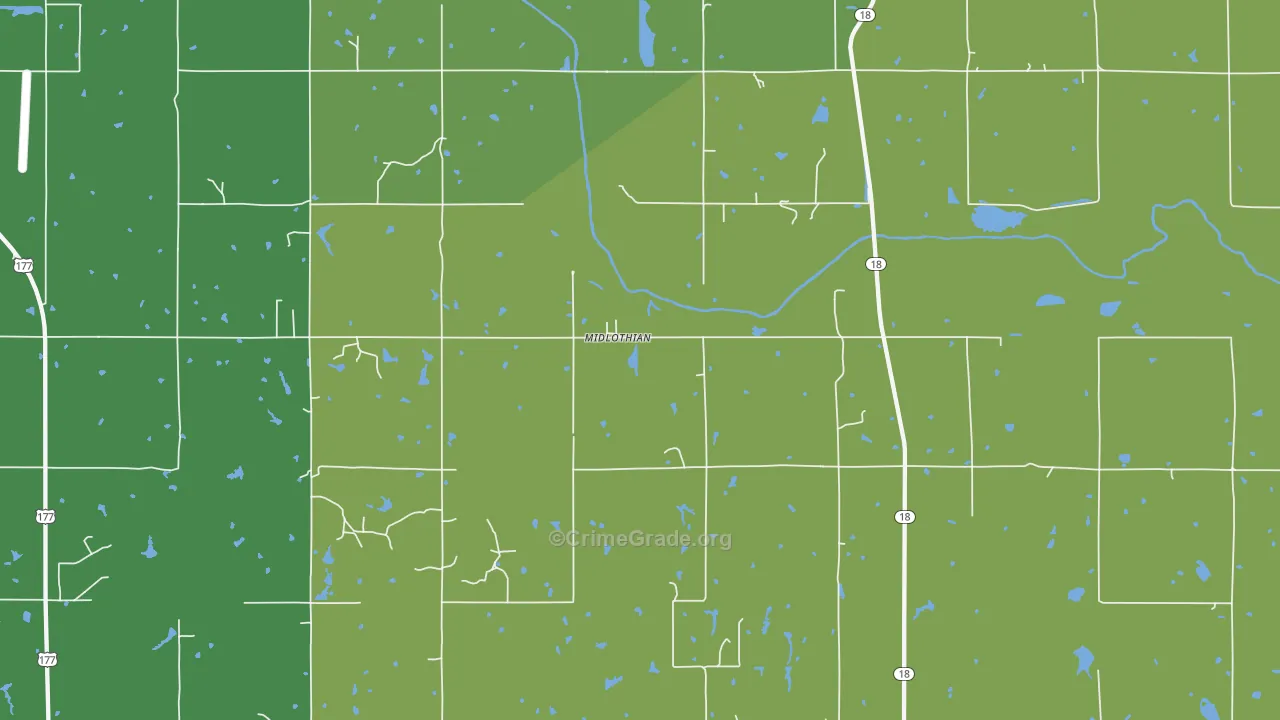 Midlothian, OK Map of Theft Rates