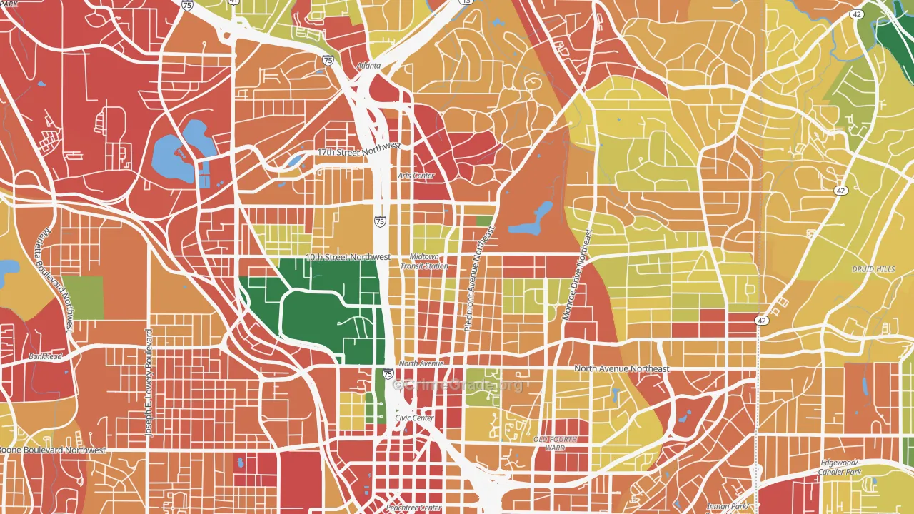 Midtown Atlanta, Atlanta, GA Map of Theft Rates
