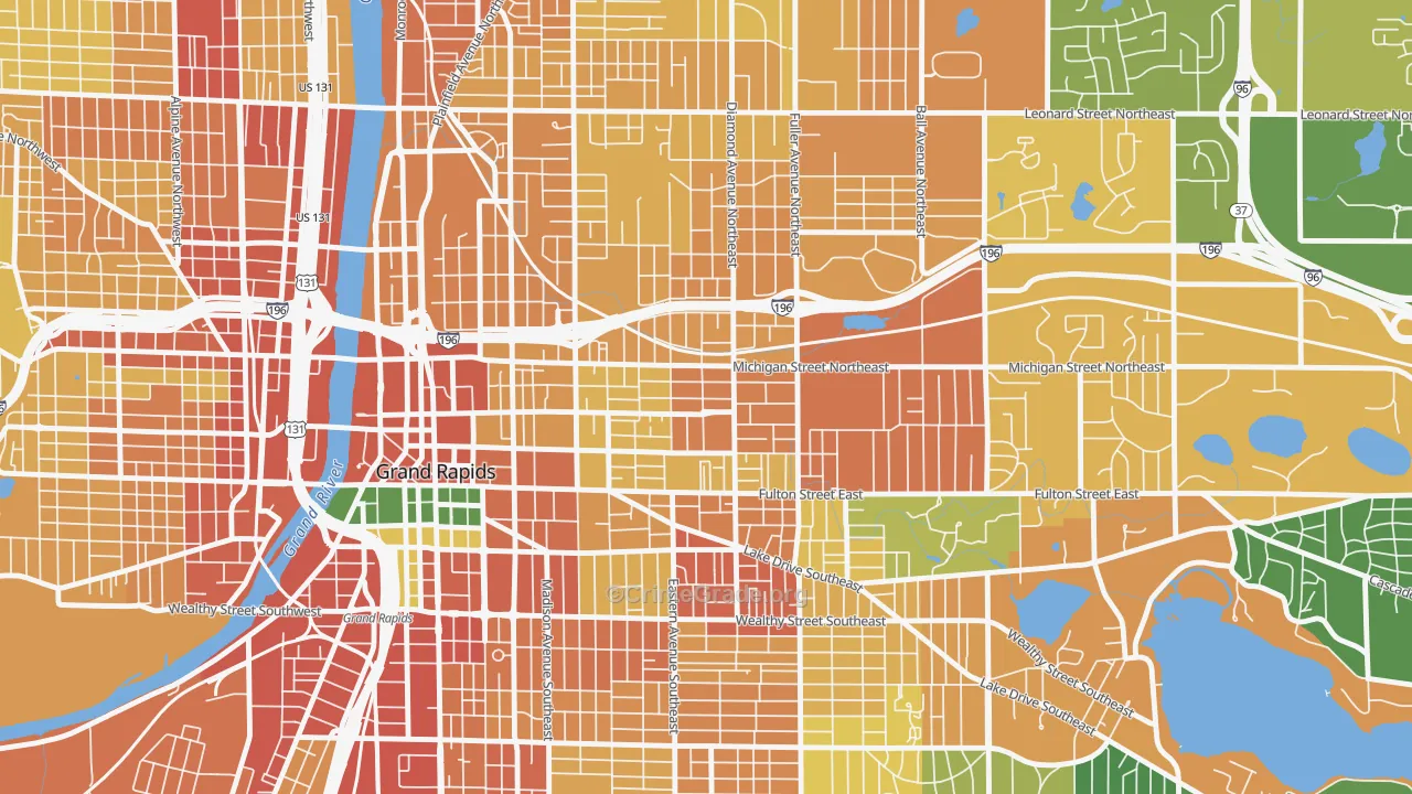 Midtown-Grand Rapids, Grand Rapids, MI Map of Theft Rates