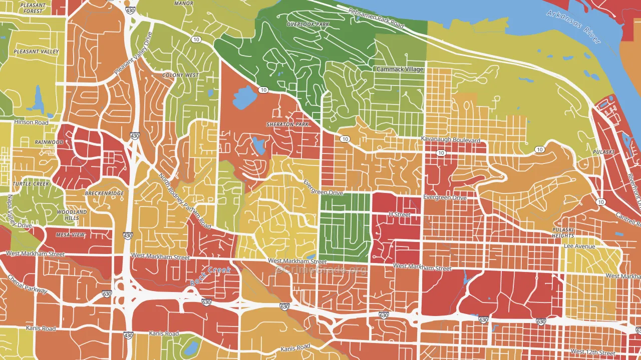 Midtown, Little Rock, AR Map of Theft Rates