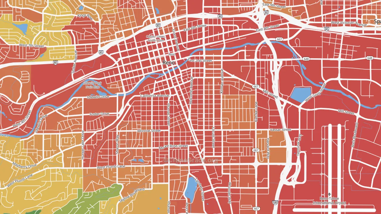 Midtown, Reno, NV Map of Theft Rates