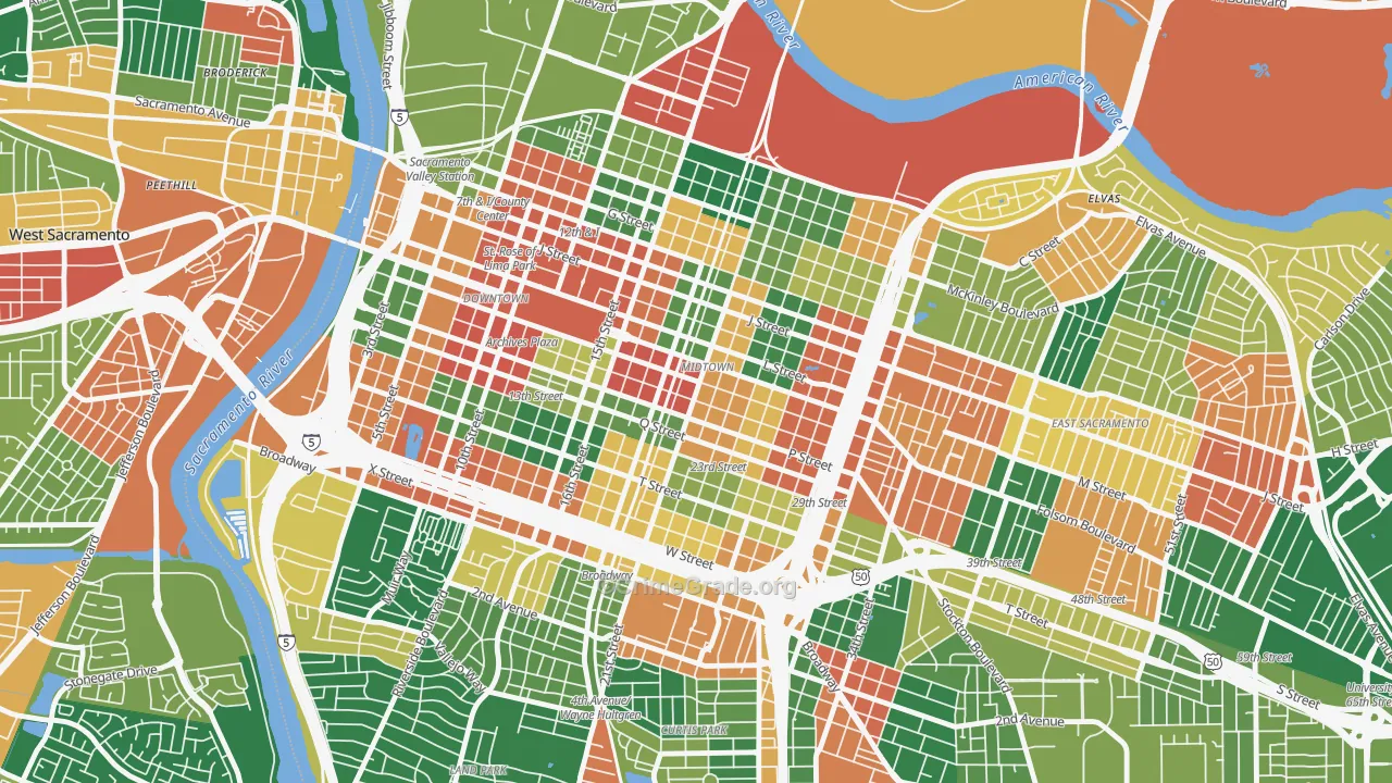 Midtown, Sacramento, CA Map of Theft Rates