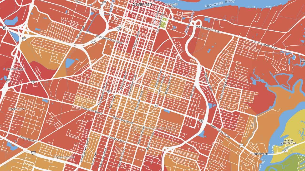 Midtown Savannah, Savannah, GA Map of Theft Rates