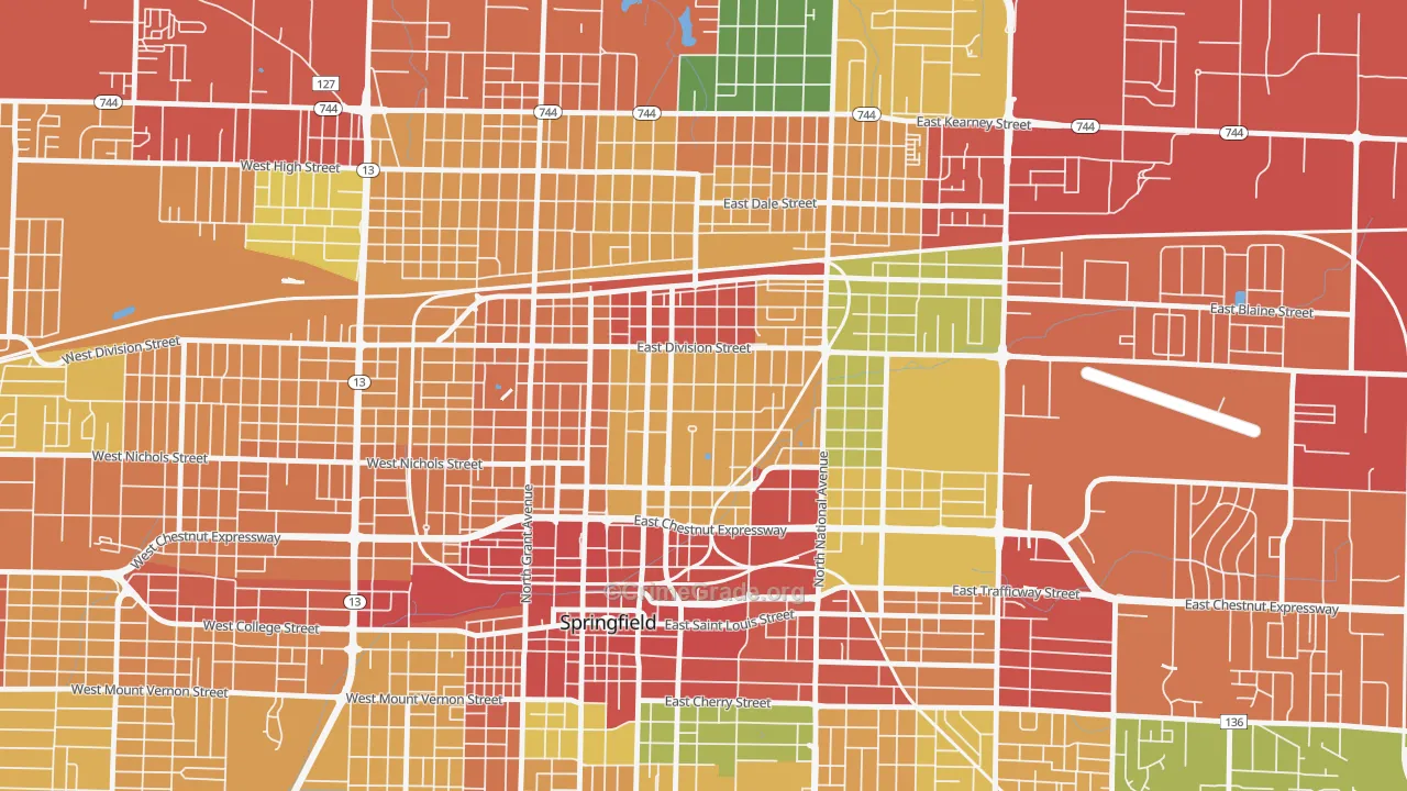 Midtown Springfield, Springfield, MO Map of Theft Rates