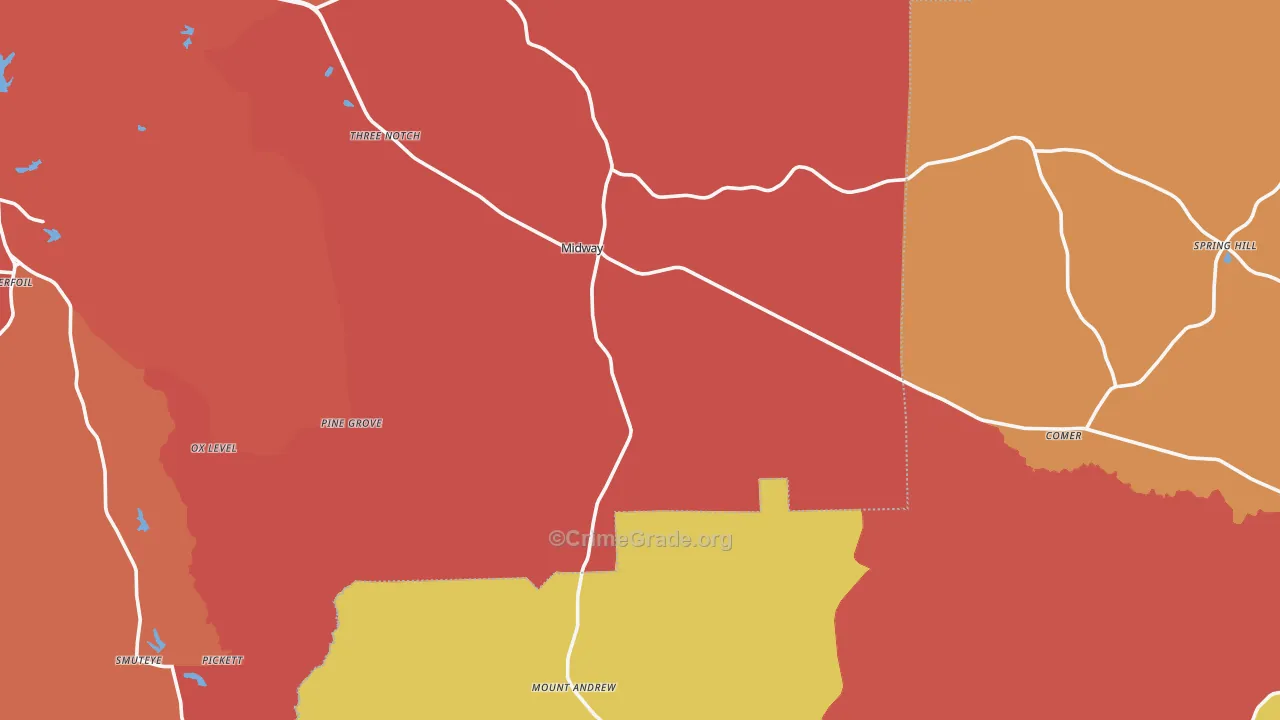 Midway, AL Map of Theft Rates