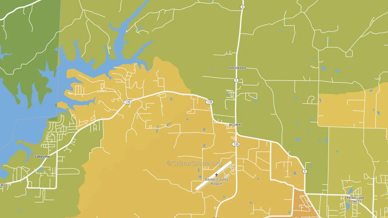 Midway, AR Map of Theft Rates