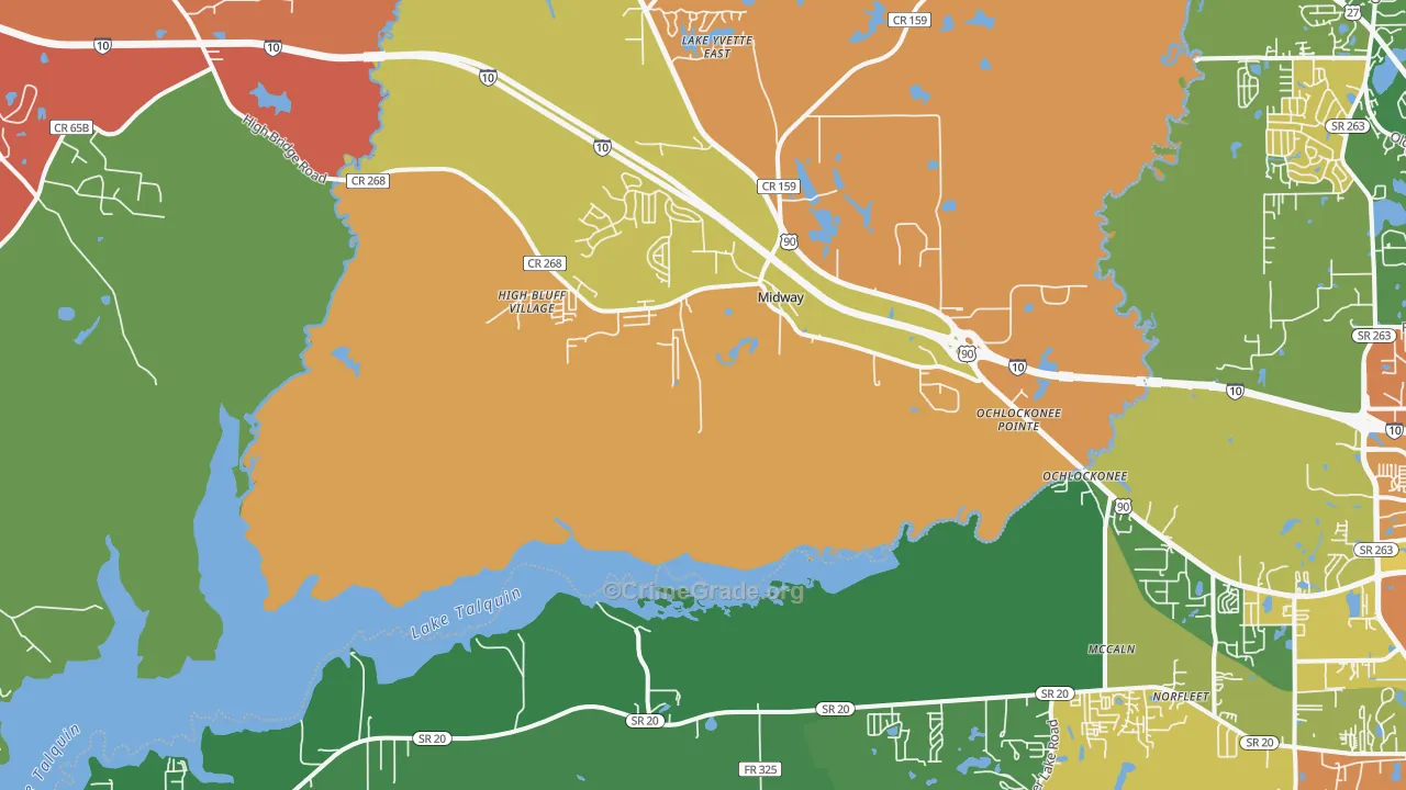 Midway, FL Map of Theft Rates