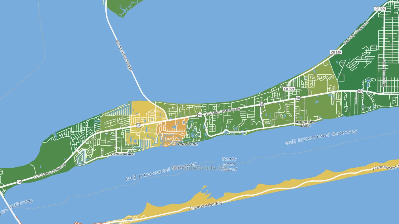 Midway, Gulf Breeze, FL Map of Theft Rates