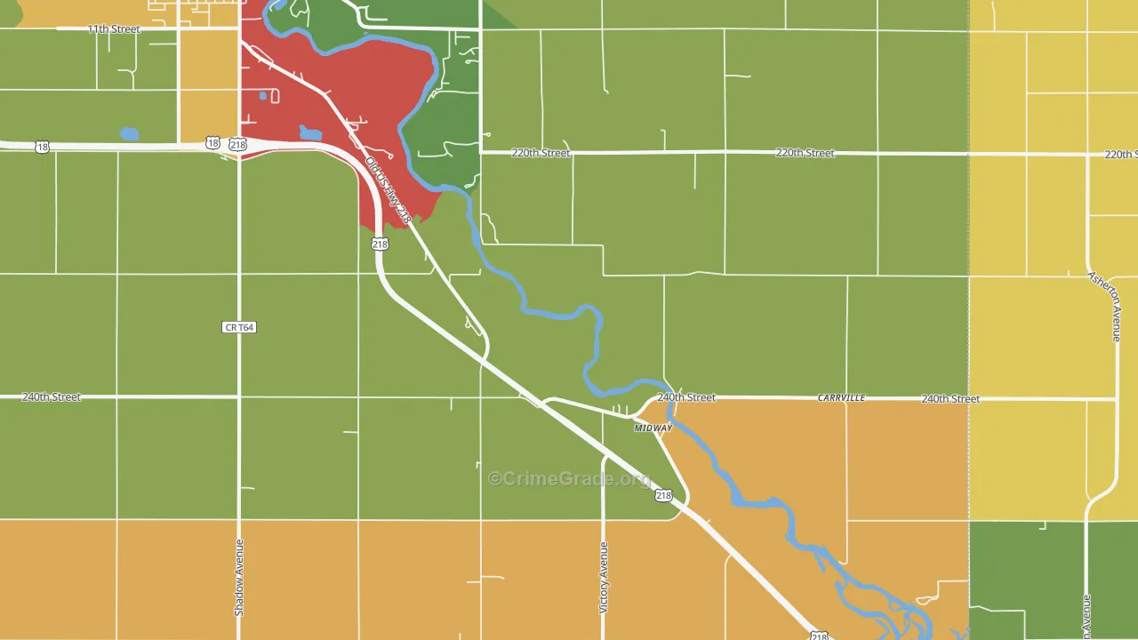 Midway, IA Map of Theft Rates