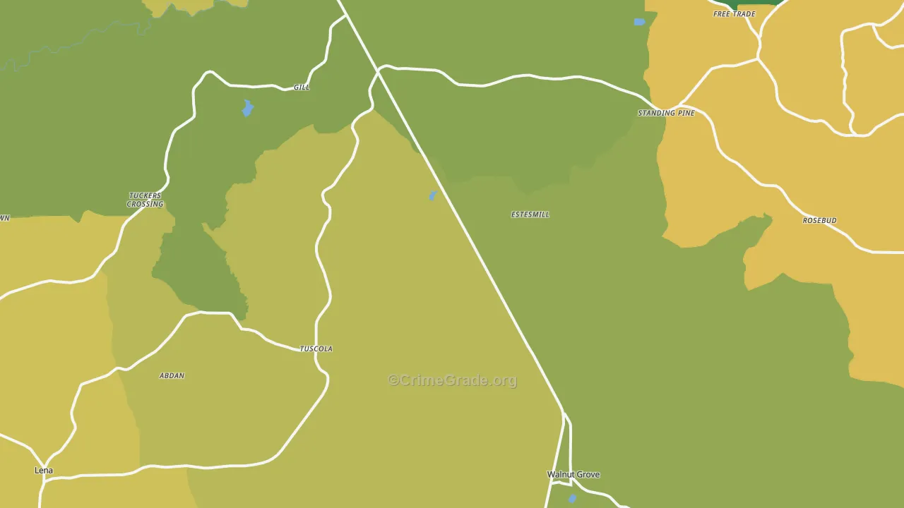 Midway, MS Map of Theft Rates