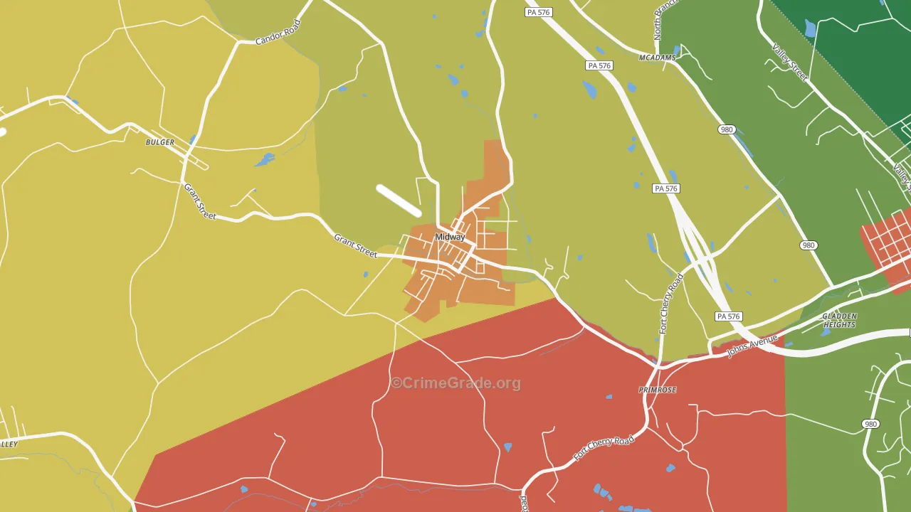 Midway, PA Map of Theft Rates