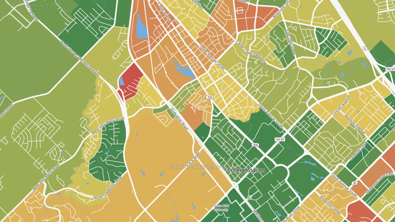 Midway Place, Bryan, TX Map of Theft Rates