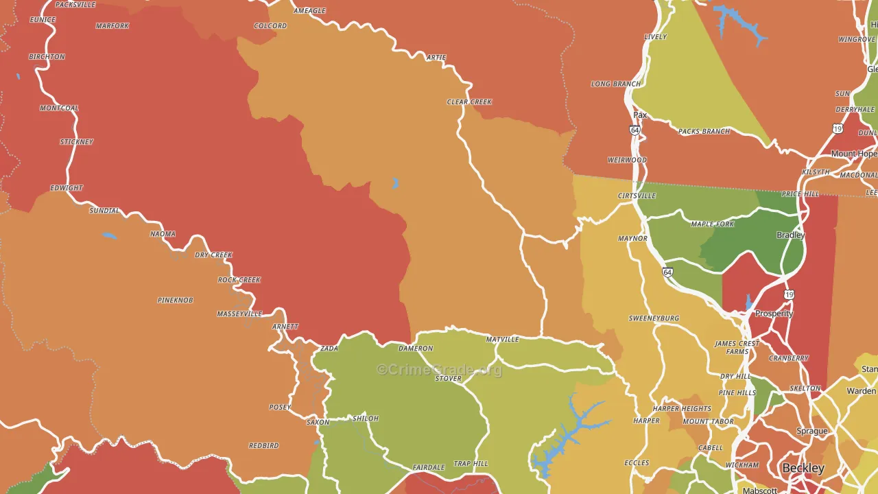 Midway, WV Map of Theft Rates