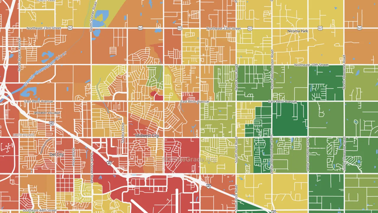 Midwest City, OK Map of Theft Rates