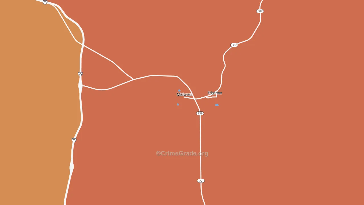 Midwest, WY Map of Theft Rates