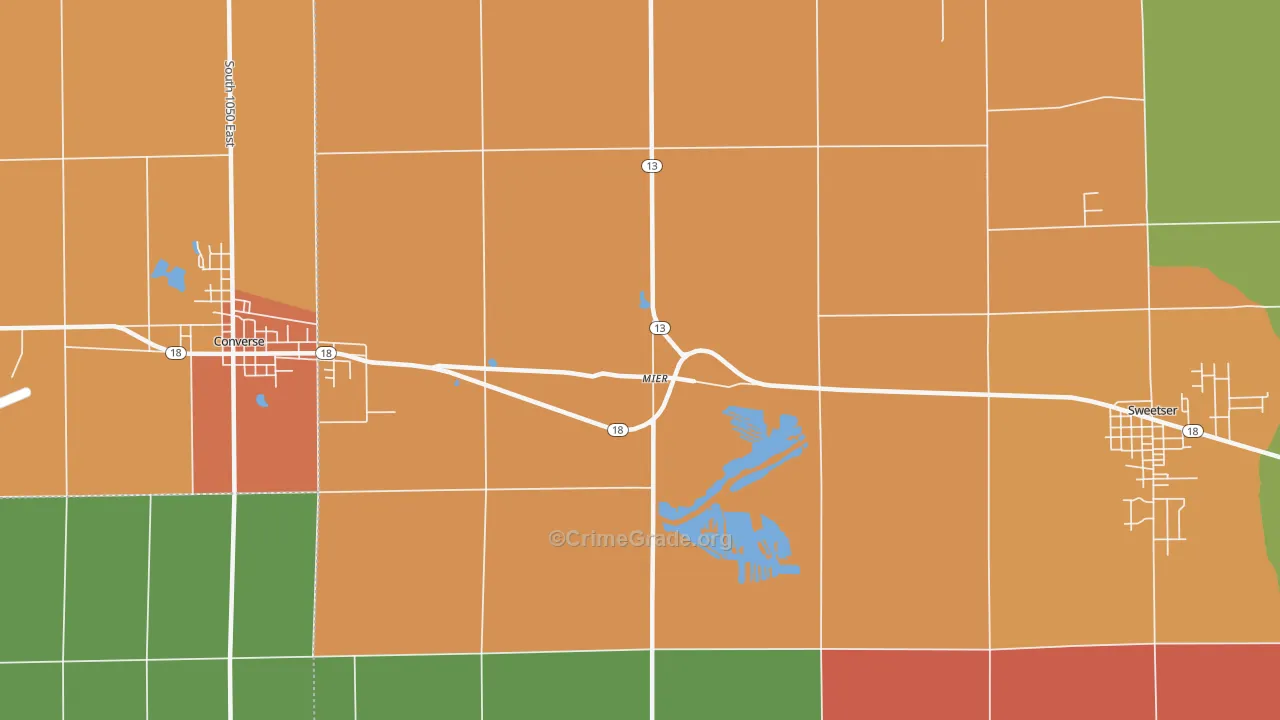 Mier, IN Map of Theft Rates