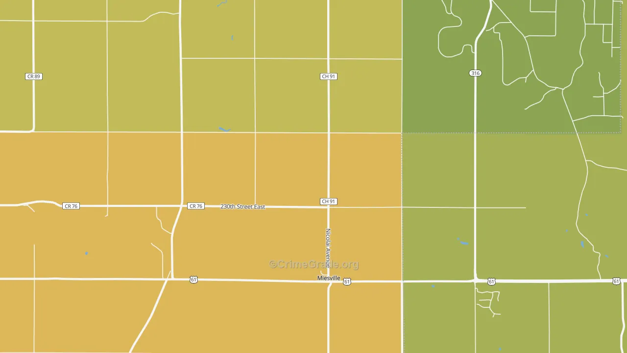 Miesville, MN Map of Theft Rates