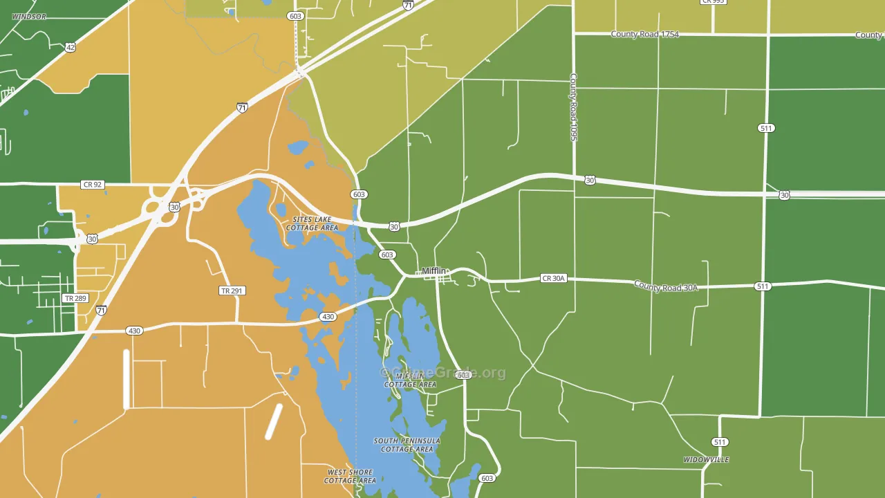 Mifflin, OH Map of Theft Rates