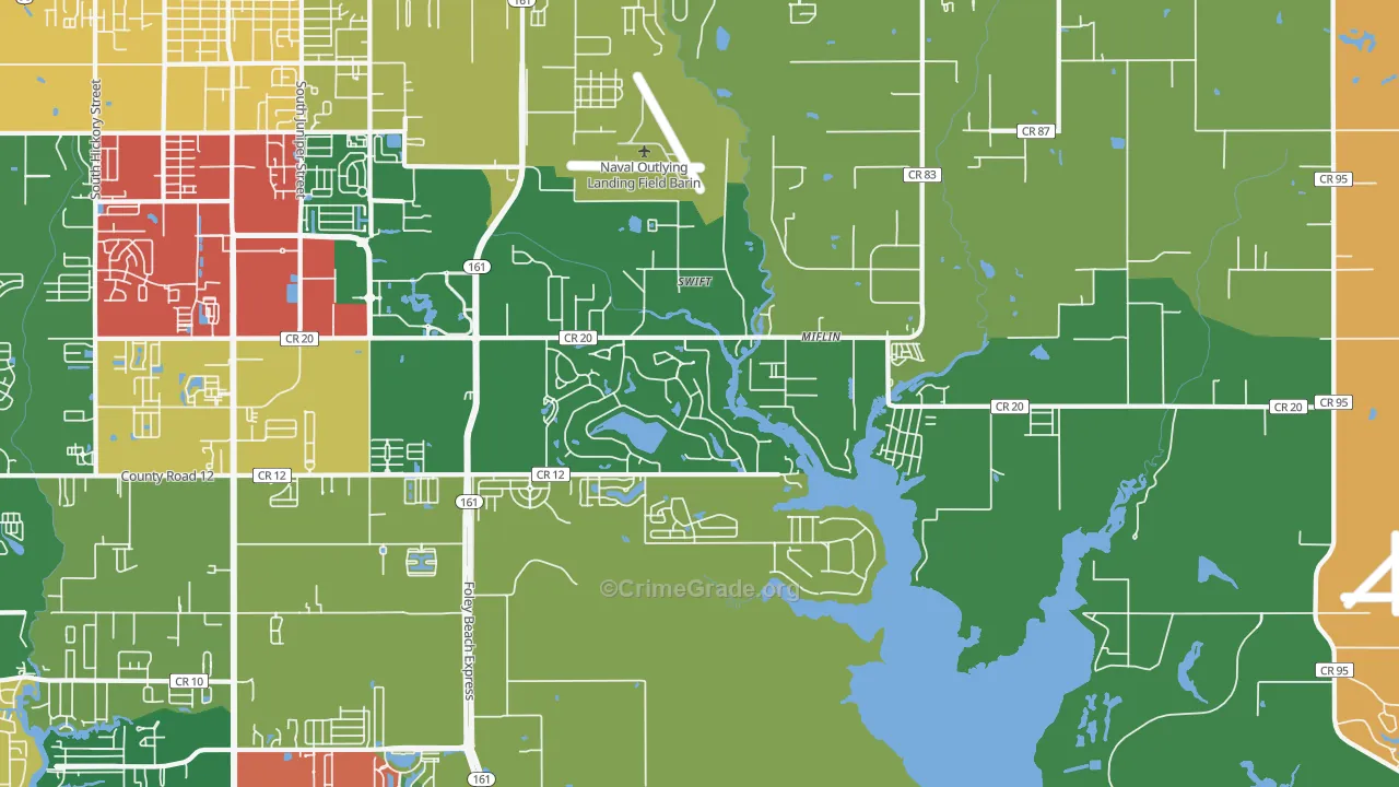 Miflin, AL Map of Theft Rates
