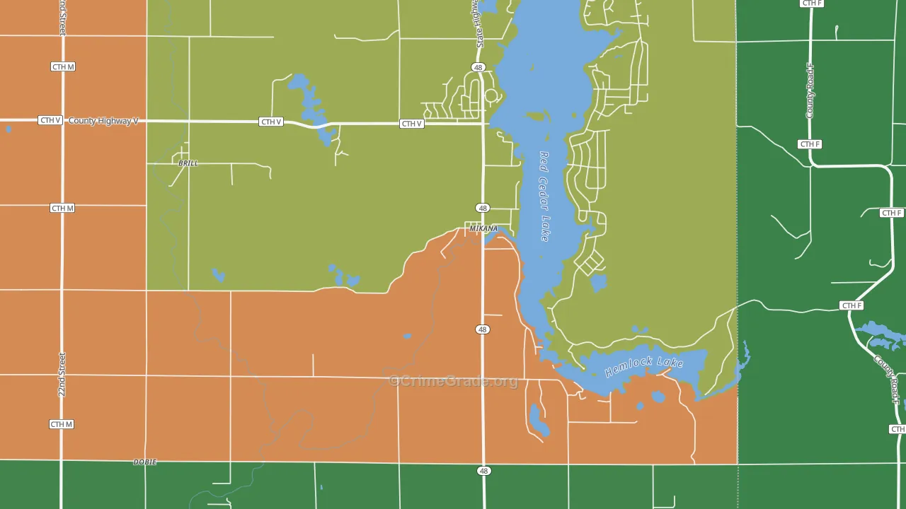 Mikana, WI Map of Theft Rates