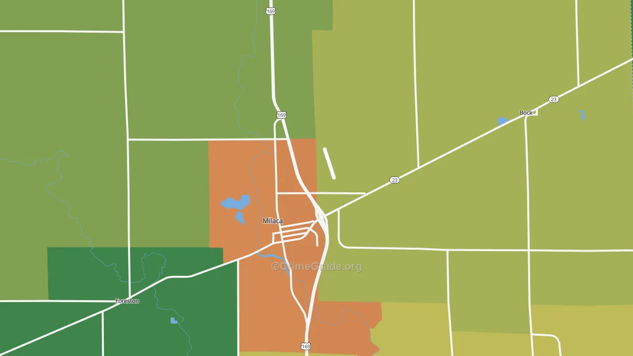 Milaca, MN Map of Theft Rates