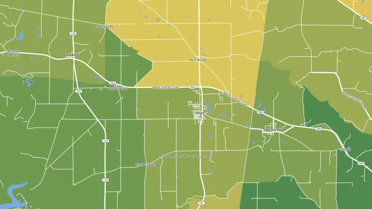 Milan, IN Map of Theft Rates