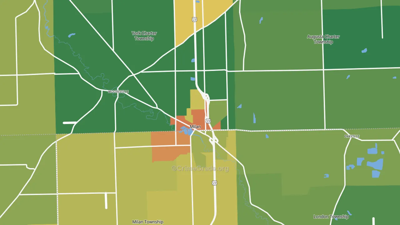 Milan, MI Map of Theft Rates