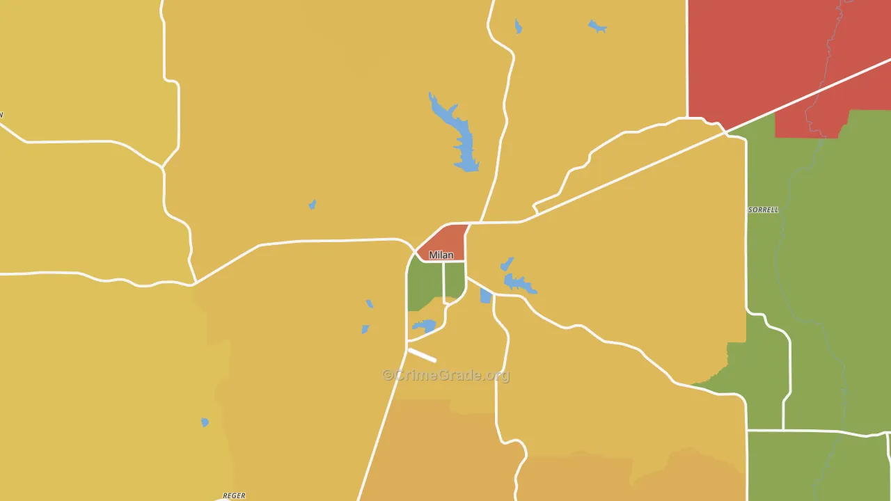 Milan, MO Map of Theft Rates