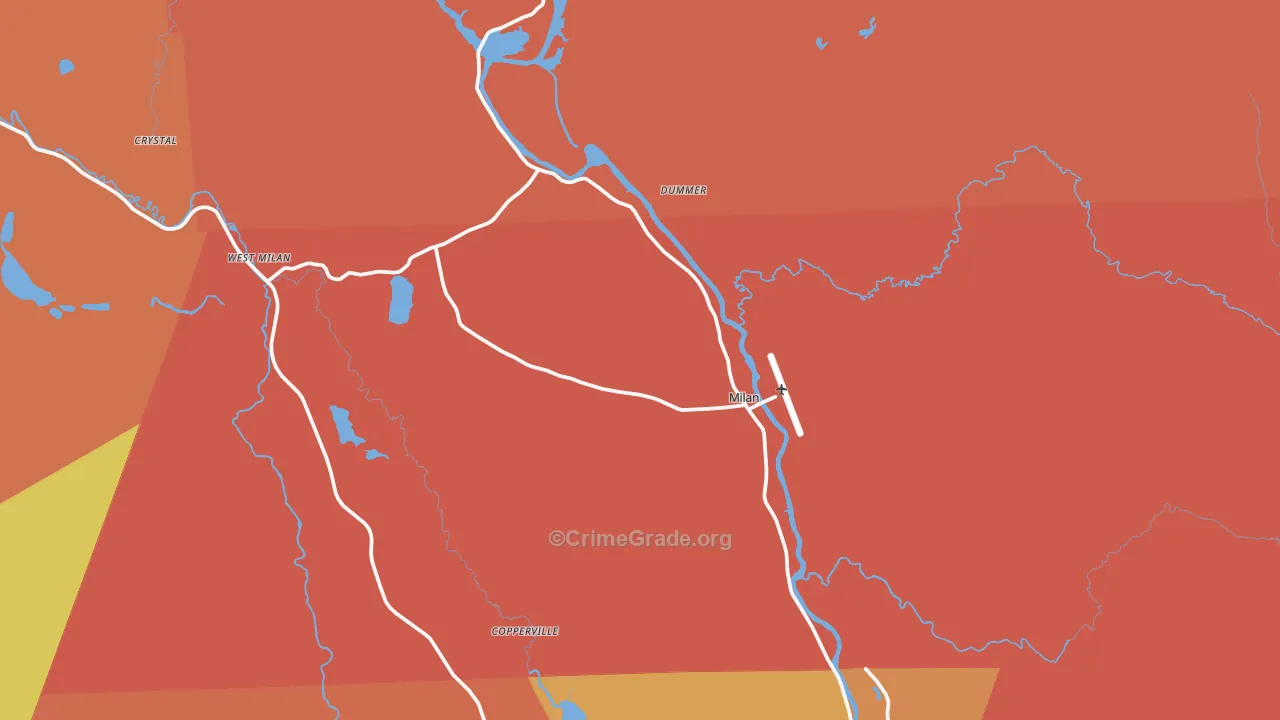Milan, NH Map of Theft Rates