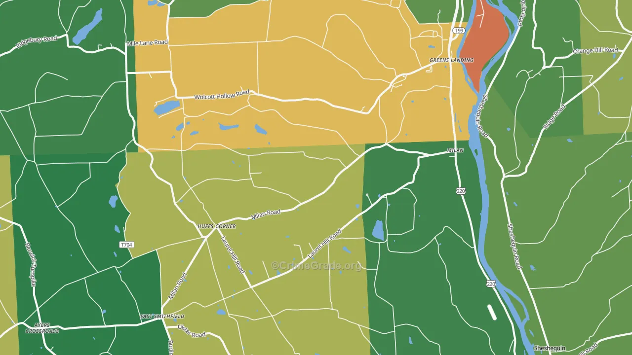 Milan, PA Map of Theft Rates
