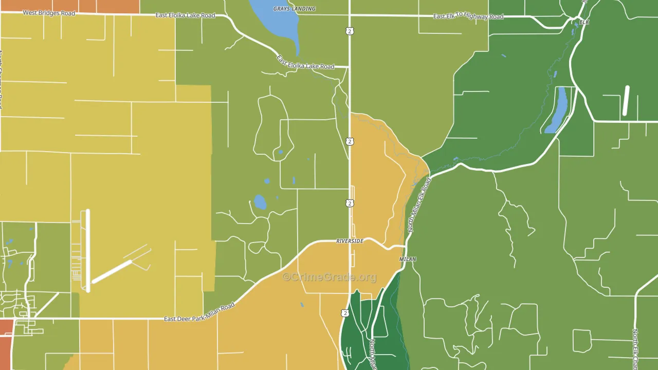 Milan, WA Map of Theft Rates