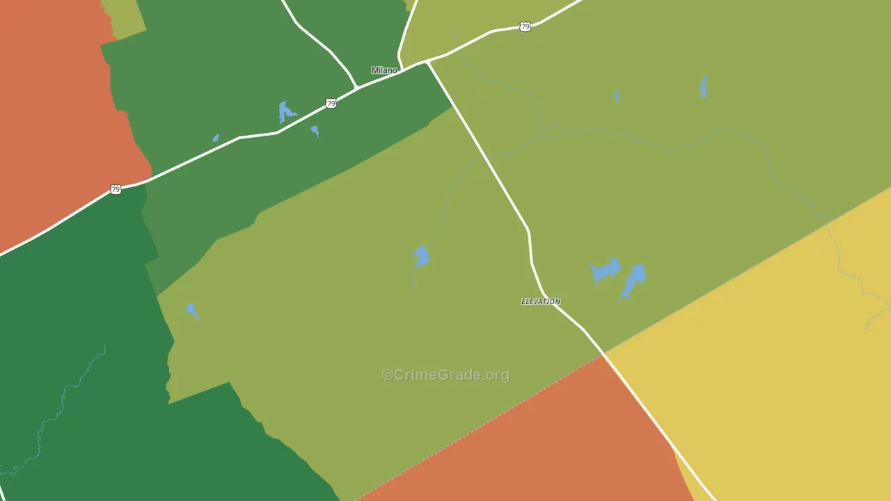 Milano, TX Map of Theft Rates