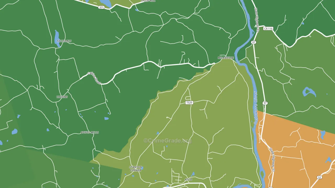 Milanville, PA Map of Theft Rates