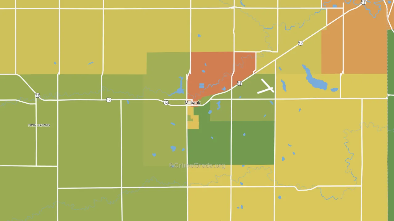 Milbank, SD Map of Theft Rates