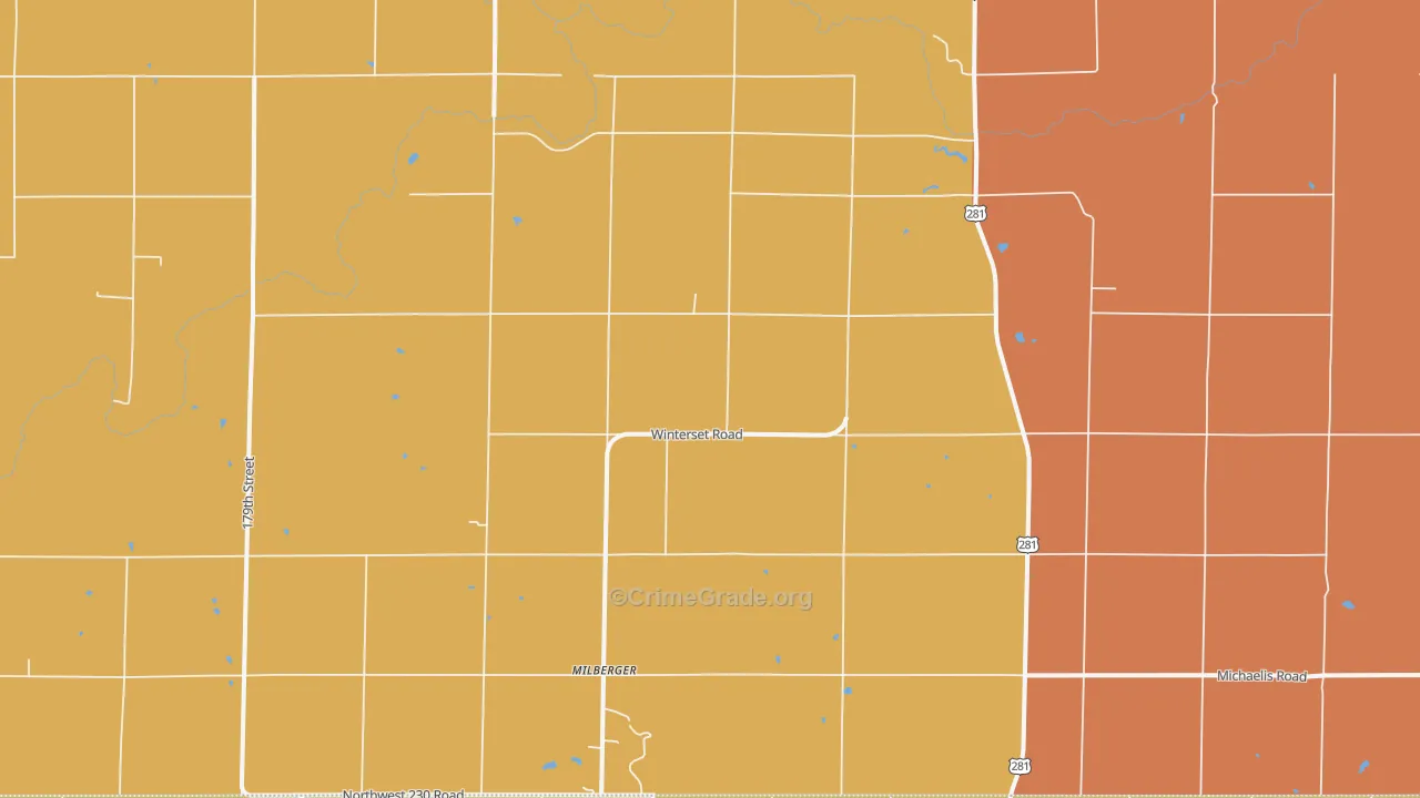 Milberger, KS Map of Theft Rates