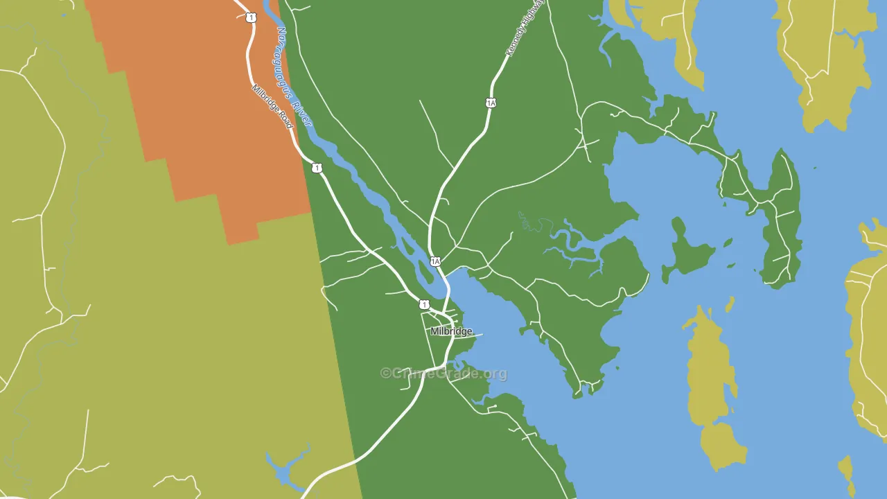 Milbridge, ME Map of Theft Rates