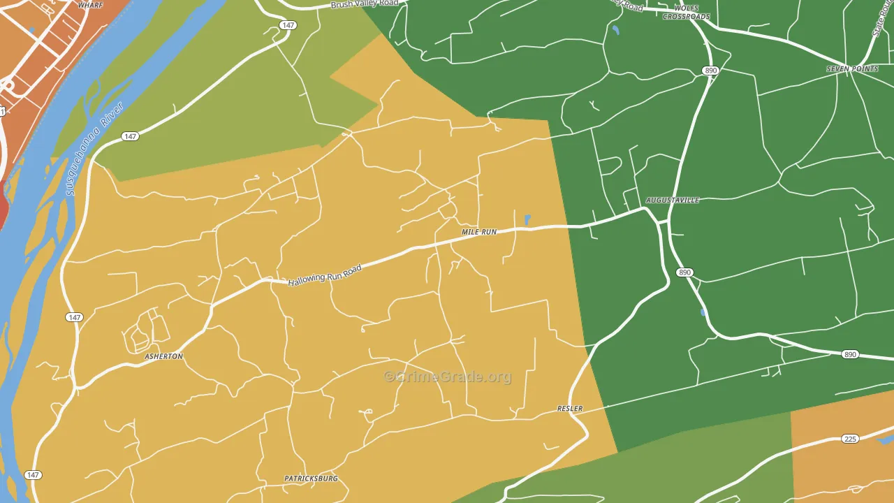 Mile Run, PA Map of Theft Rates