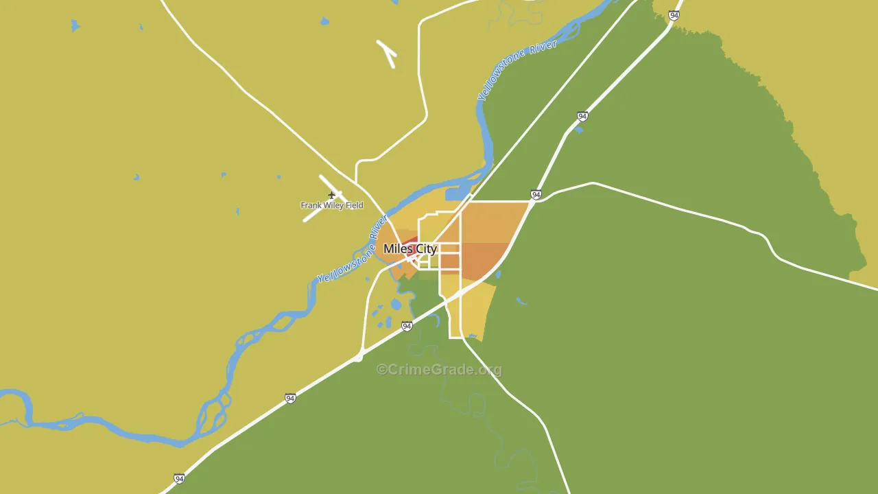 Miles City, MT Map of Theft Rates