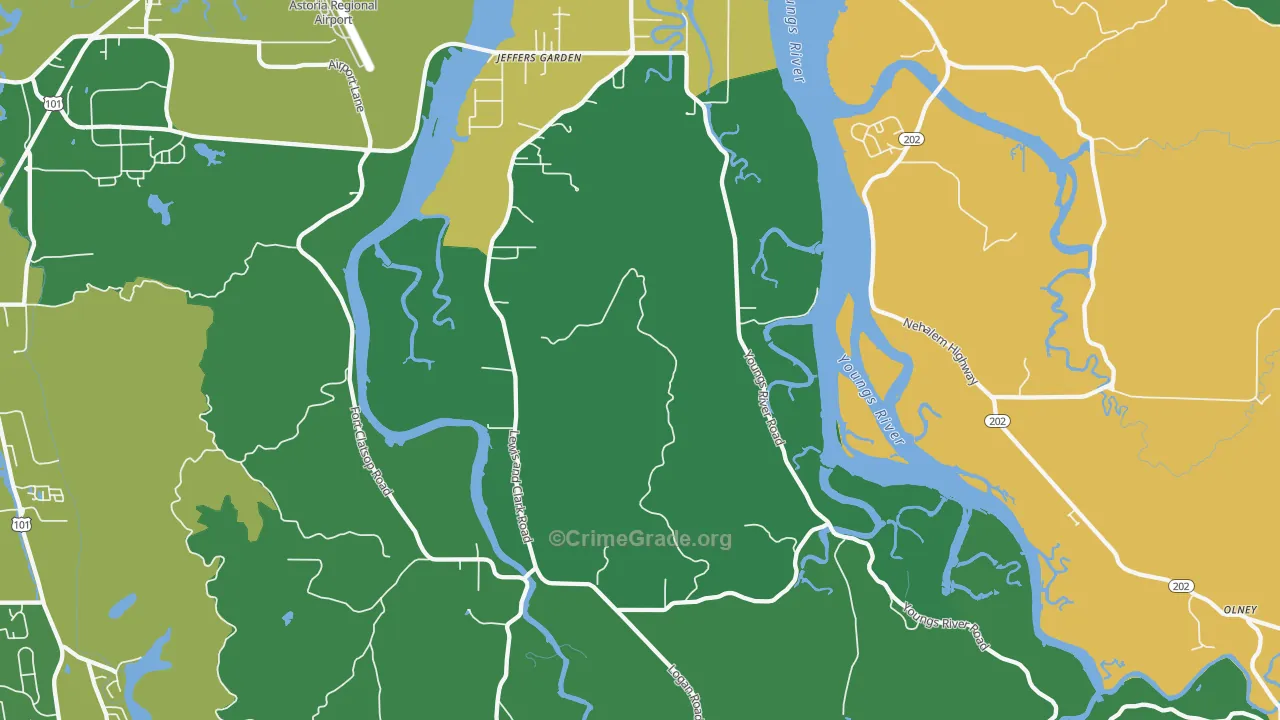 Miles Crossing, OR Map of Theft Rates