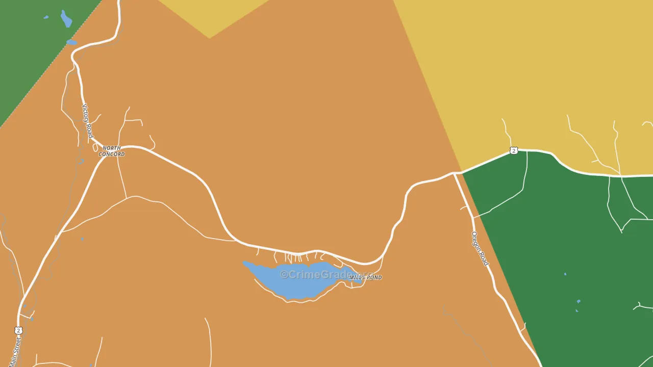 Miles Pond, VT Map of Theft Rates