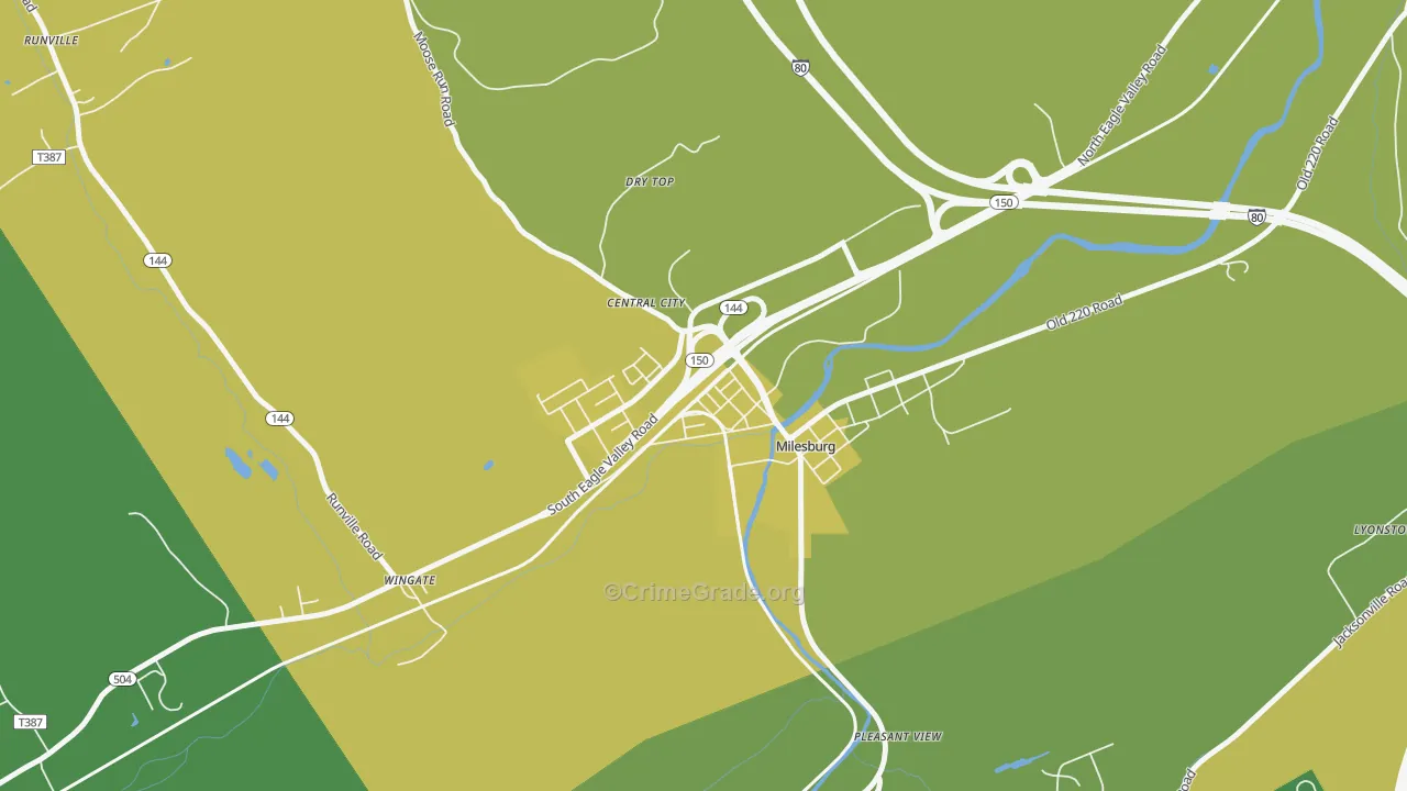 Milesburg, PA Map of Theft Rates