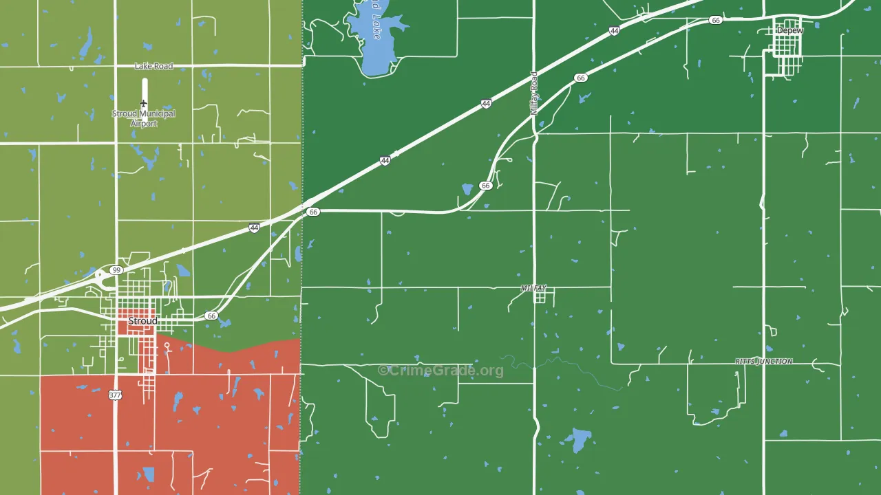 Milfay, OK Map of Theft Rates