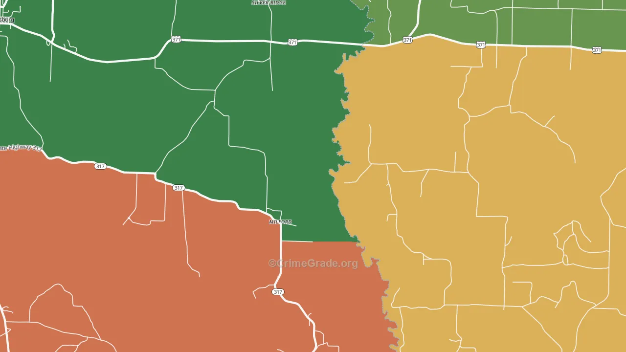 Milford, AR Map of Theft Rates