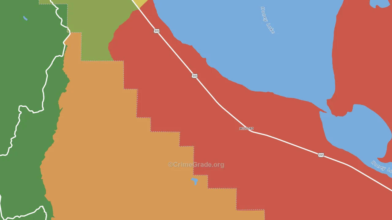 Milford, CA Map of Theft Rates
