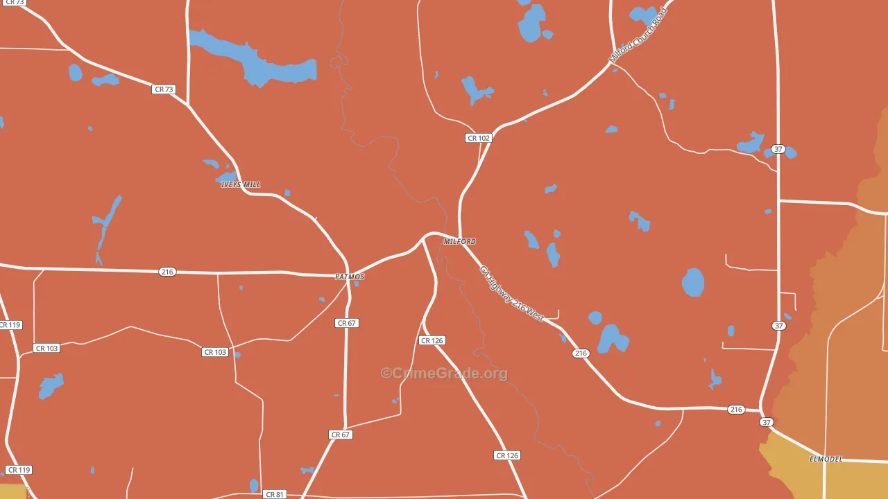Milford, GA Map of Theft Rates