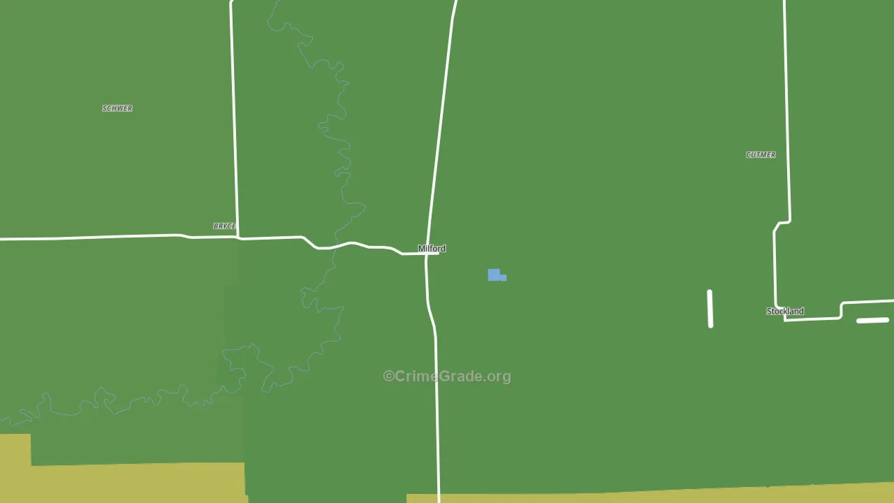 Milford, IL Map of Theft Rates