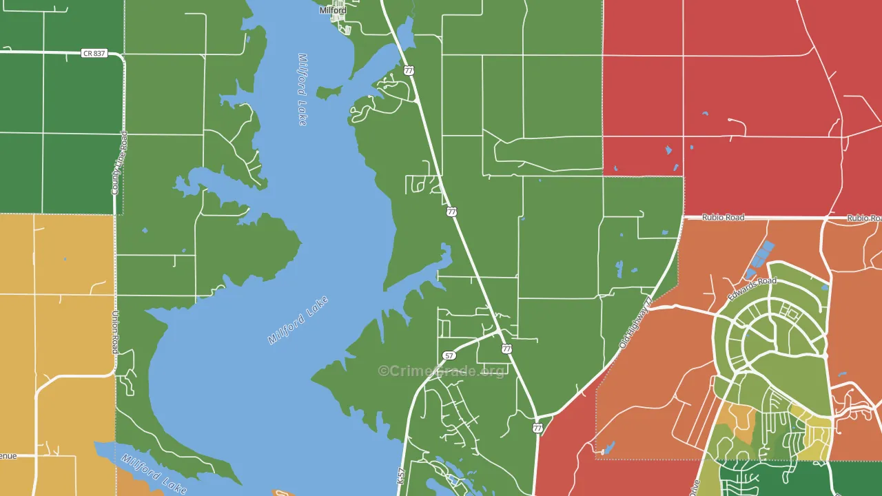 Milford, KS Map of Theft Rates