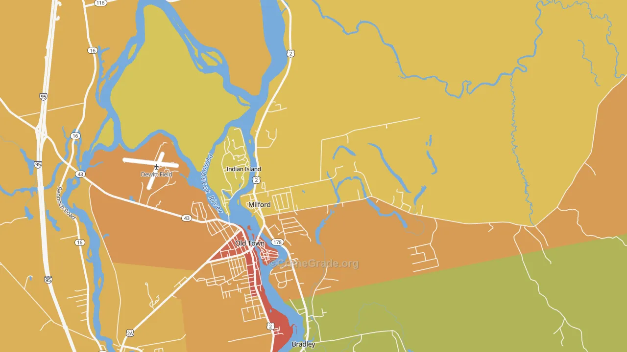 Milford, ME Map of Theft Rates